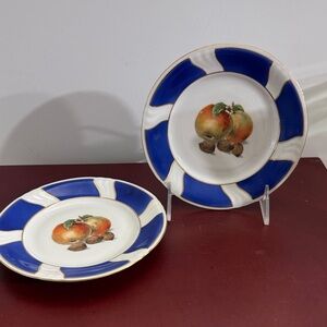 2 Vintage Winterling - Bavaria blue & white nut and fruits Bread & Butter Plate